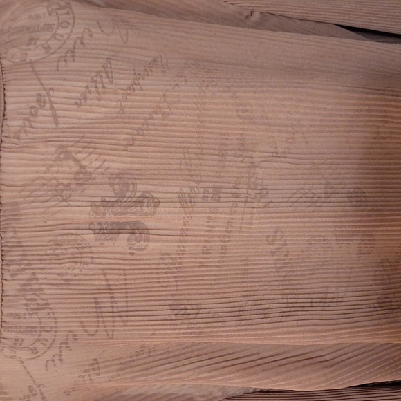 Express Pleated Dress Shirt Sz.L Brown Sheer Vneck Ballon Sleeves - Picture 11 of 14